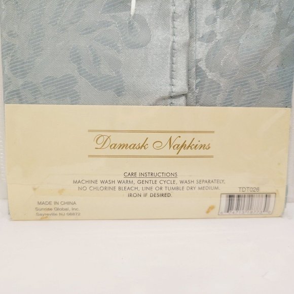 NEW Damask Polyester Green Floral 2pc Napkin Set - Picture 4 of 4